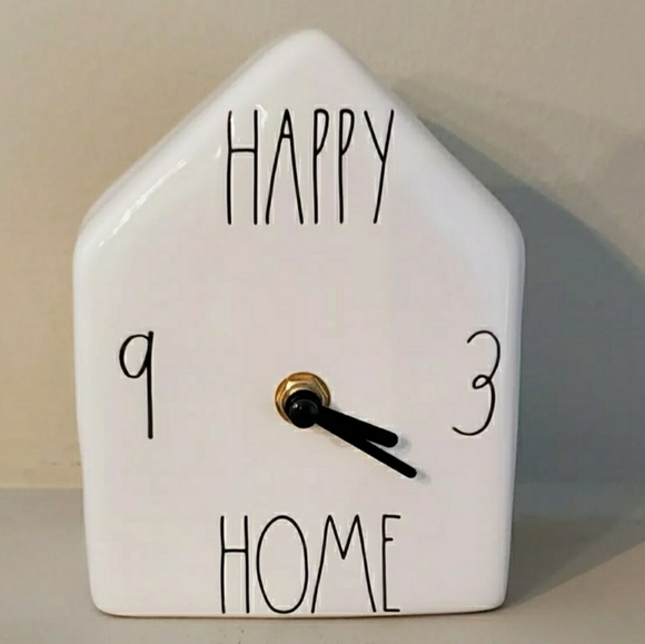 Rae Dunn Birdhouse Style Spring Clock HAPPY HOME - Picture 2 of 2